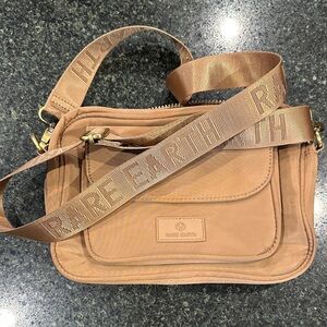 Rare Earth cocoa Tan Crossbody purse Bag nylon adjustable EUC
